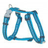 Dog Harness Red Dingo Reflective Bone Turquoise